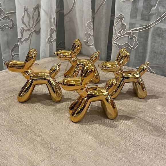 Gold Metallic Small Ballon Dog - Set of 4 - Picture 2 of 8